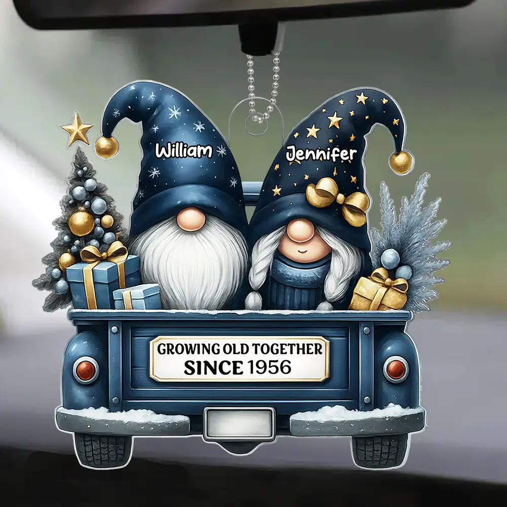 Personalized Acrylic Car Hanger for Couples – “Growing Old Together” Custom Gift - Image 2