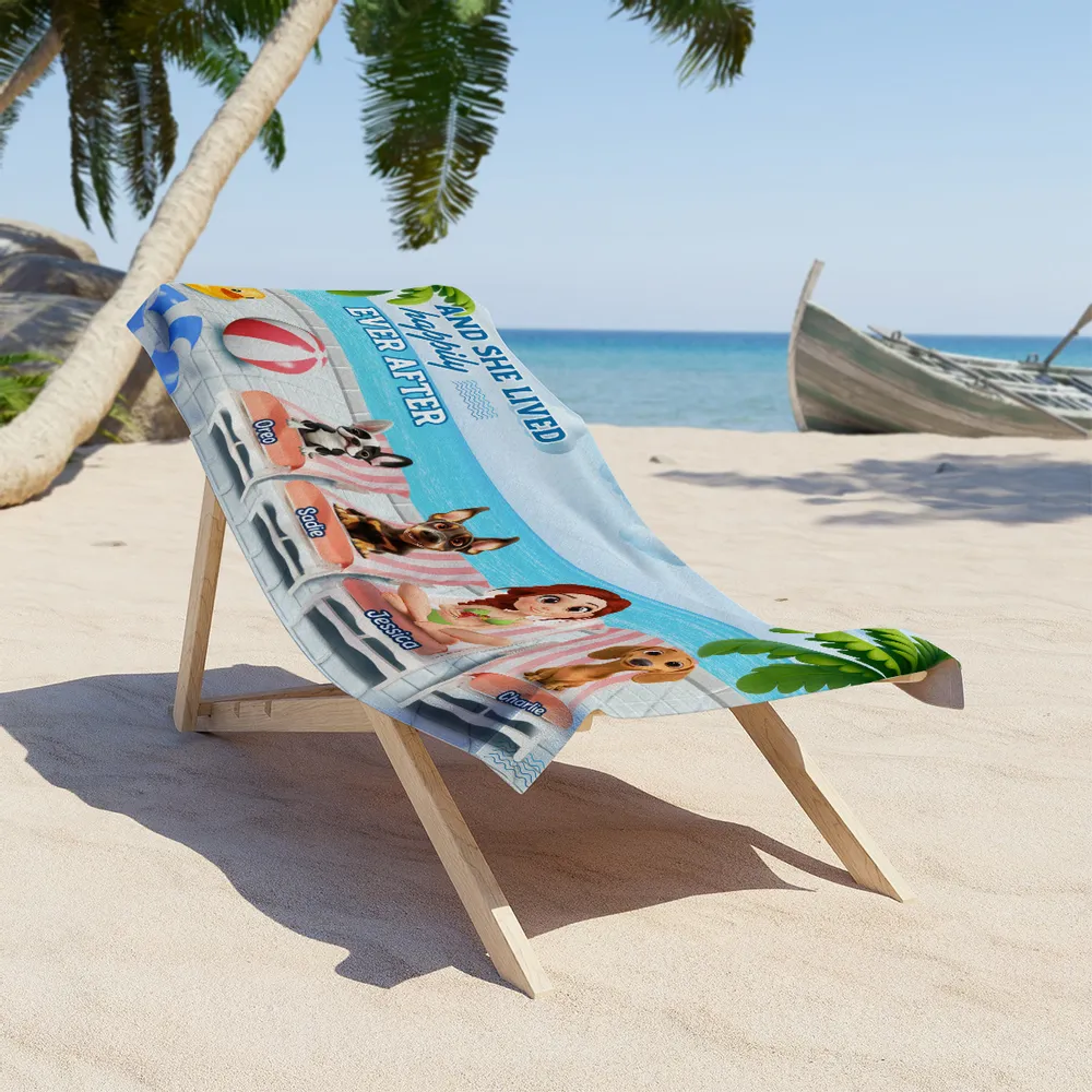 Personalized “Happily Ever After” Beach Towel – Dog-Lover Gift for Her - Image 3