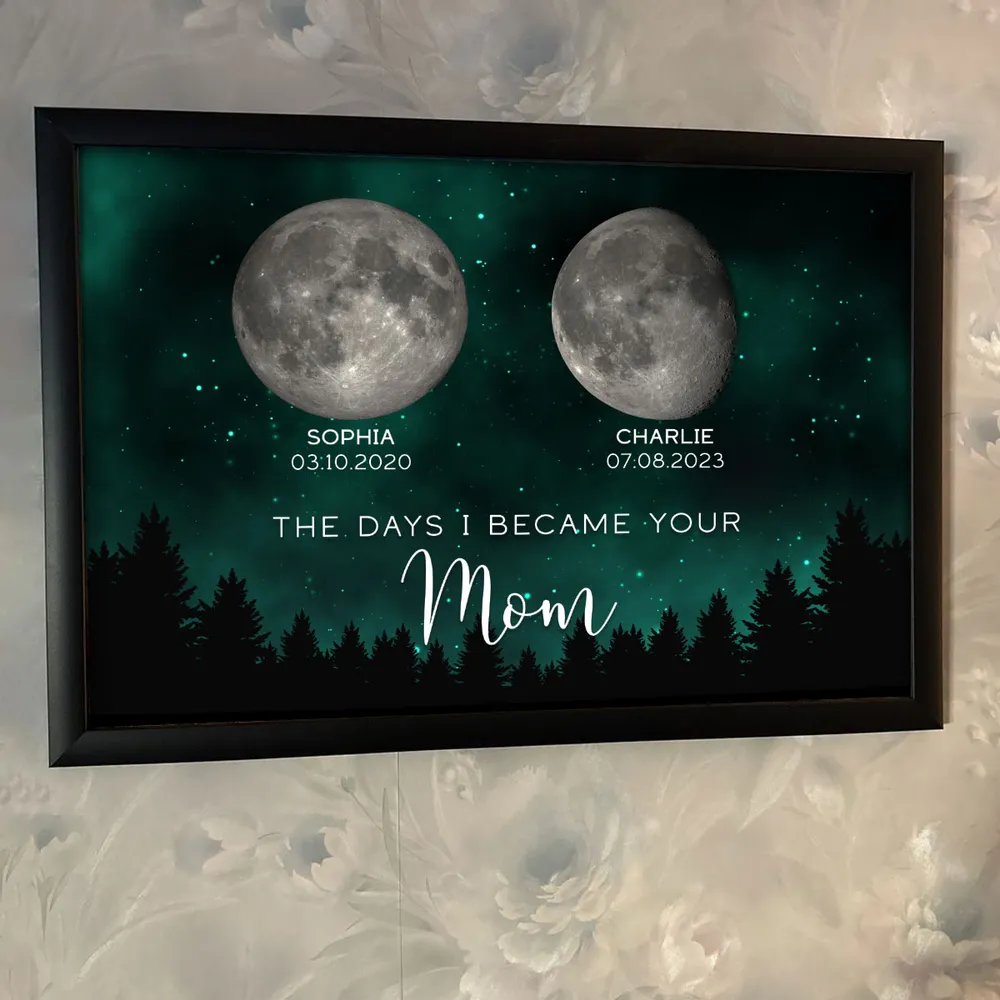 The Days You Became Our Dad Poster – Moon Phases over Forest Night Sky, Creative Personalized Gift for Dad - Image 8