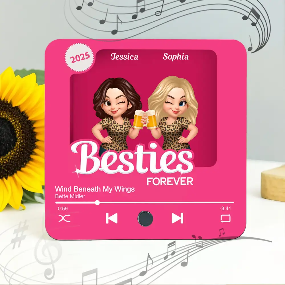 Personalized “Besties Forever” Acrylic Music Magnet – Custom Gift for Best Friends