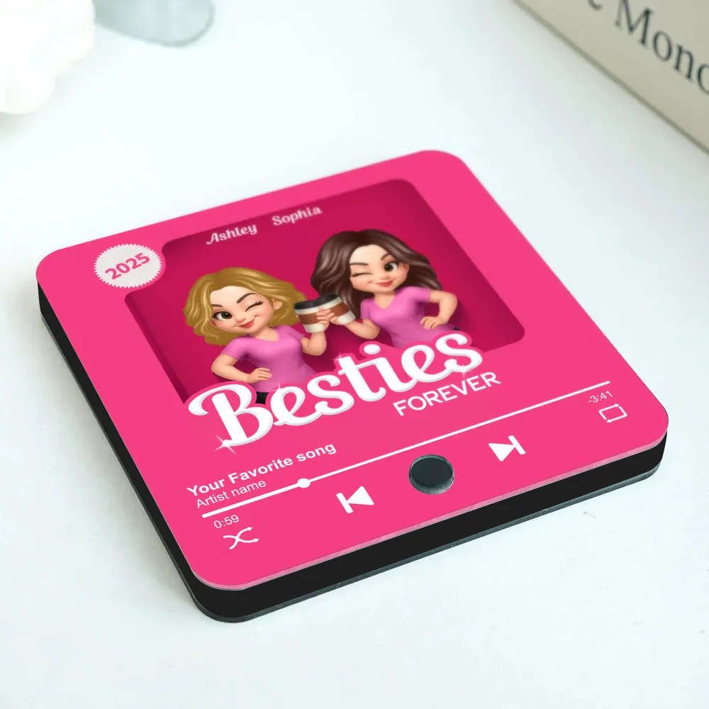 Personalized “Besties Forever” Acrylic Music Magnet – Custom Gift for Best Friends - Image 4