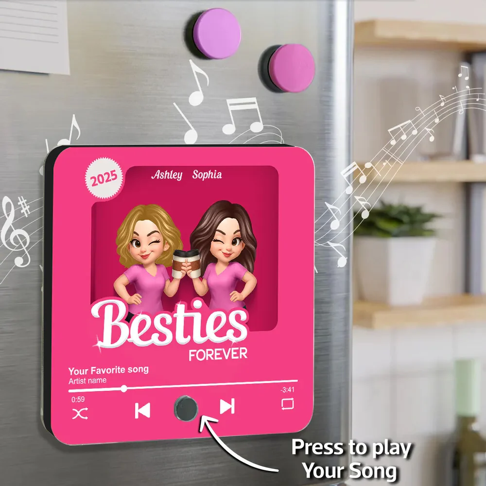 Personalized “Besties Forever” Acrylic Music Magnet – Custom Gift for Best Friends - Image 5