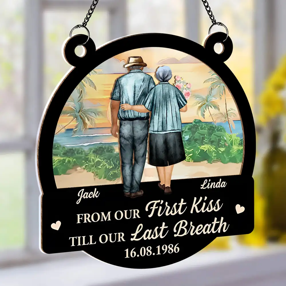 From Our First Kiss Till Our Last Breath – Personalized Wood and Acrylic Layered Ornament, Romantic Gift for Couples - Image 2