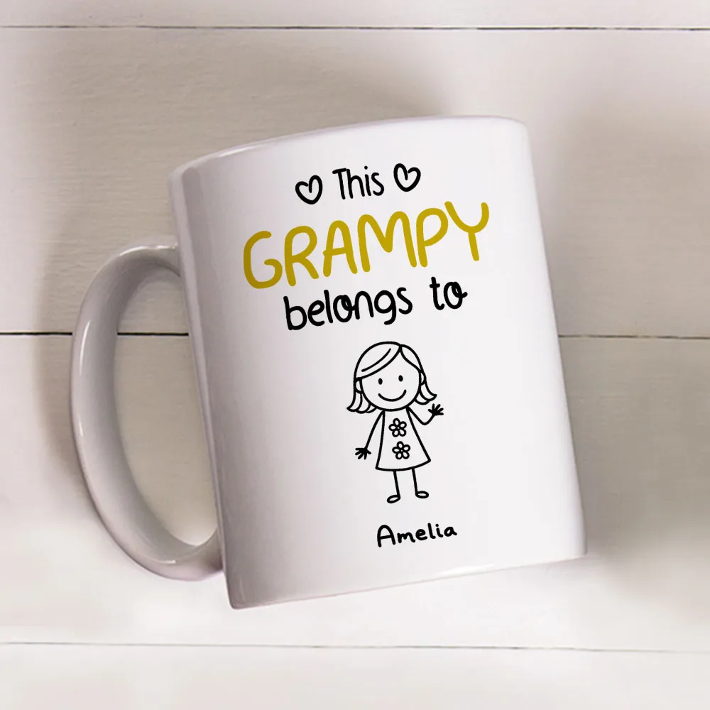 This Grandpa Belongs To – Personalized White Ceramic Mug with Grandkids' Names, Cute Gift for Grandfather - Image 4