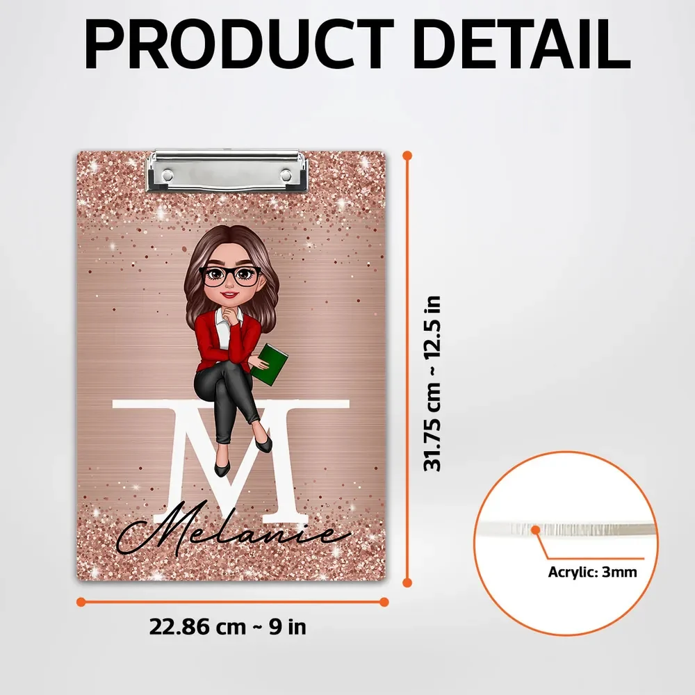 Personalized Acrylic Clipboard For Teacher – Custom Name Gift Featuring Glitter Style, Thoughtful Stationery Gift For Educator, Mentor, or Colleague - Image 4