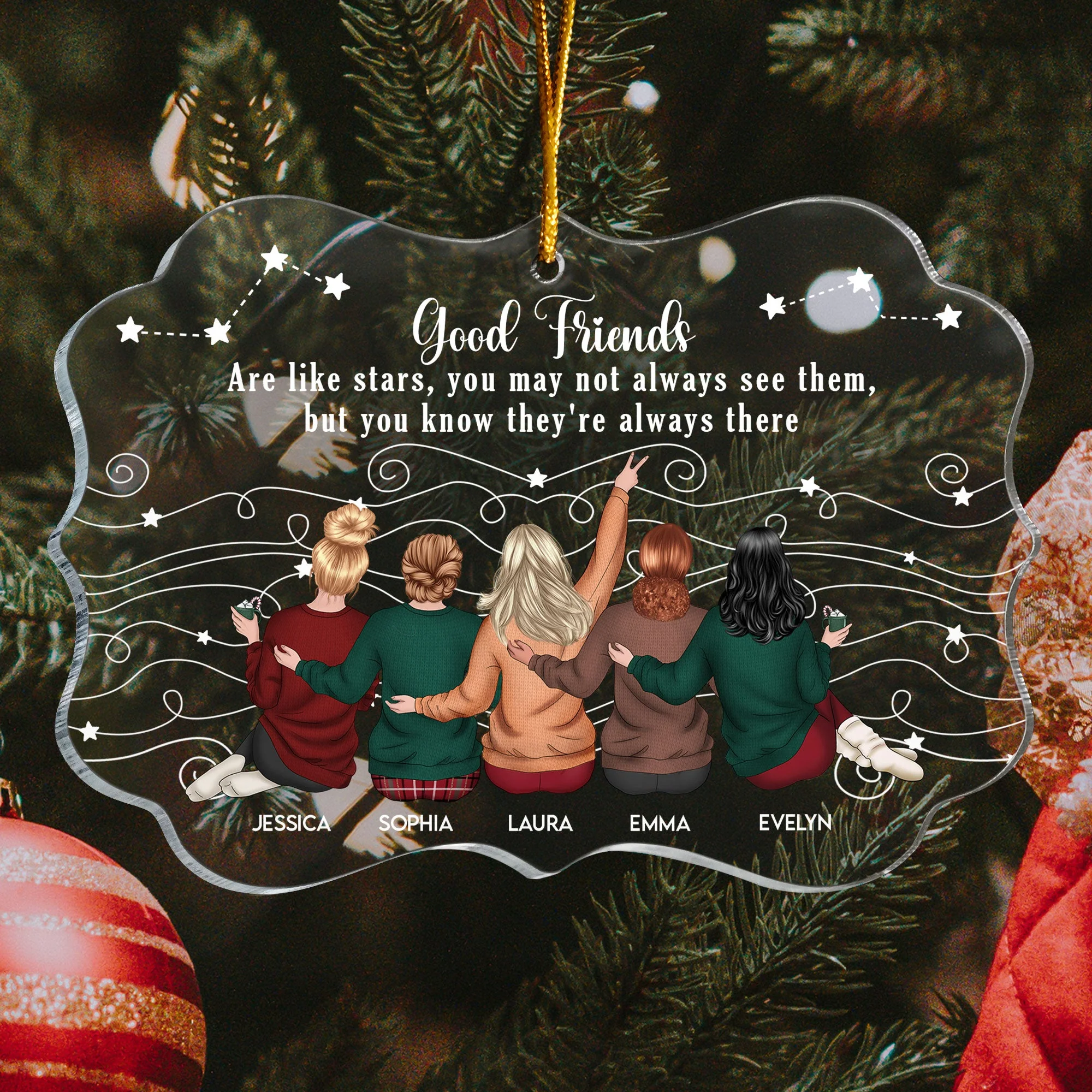 Personalized Acrylic Car Hanger Good Friends Are Like Stars Quote, Cute Rearview Mirror Decor, Unique Gift for Best Friend - Image 2
