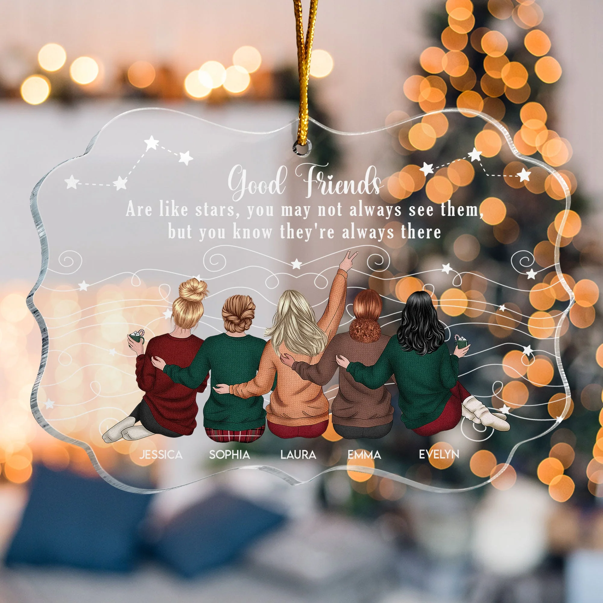 Personalized Acrylic Car Hanger Good Friends Are Like Stars Quote, Cute Rearview Mirror Decor, Unique Gift for Best Friend - Image 3