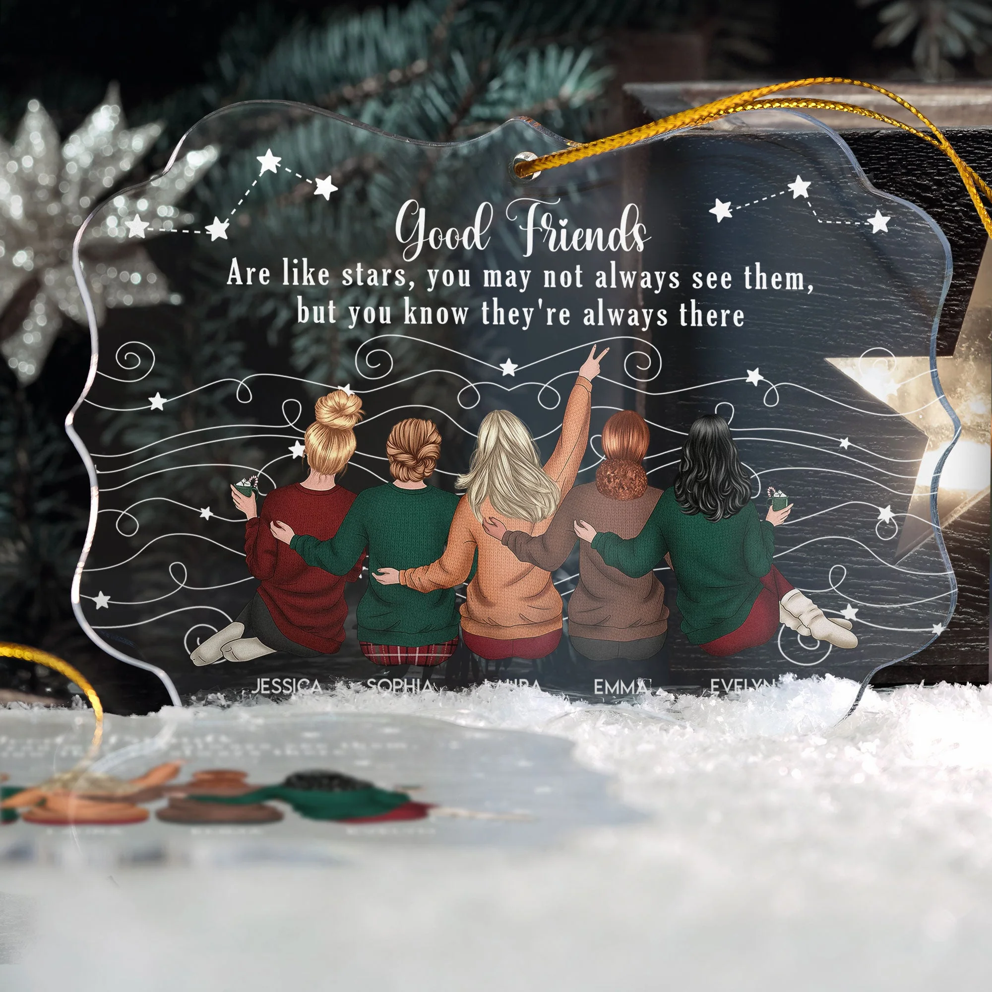 Personalized Acrylic Car Hanger Good Friends Are Like Stars Quote, Cute Rearview Mirror Decor, Unique Gift for Best Friend - Image 4