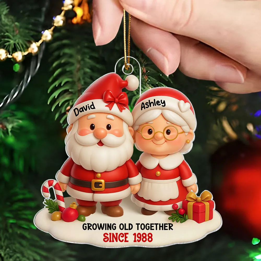 Acrylic Ornament – Growing Old Together Personalized Santa Couple - Image 6