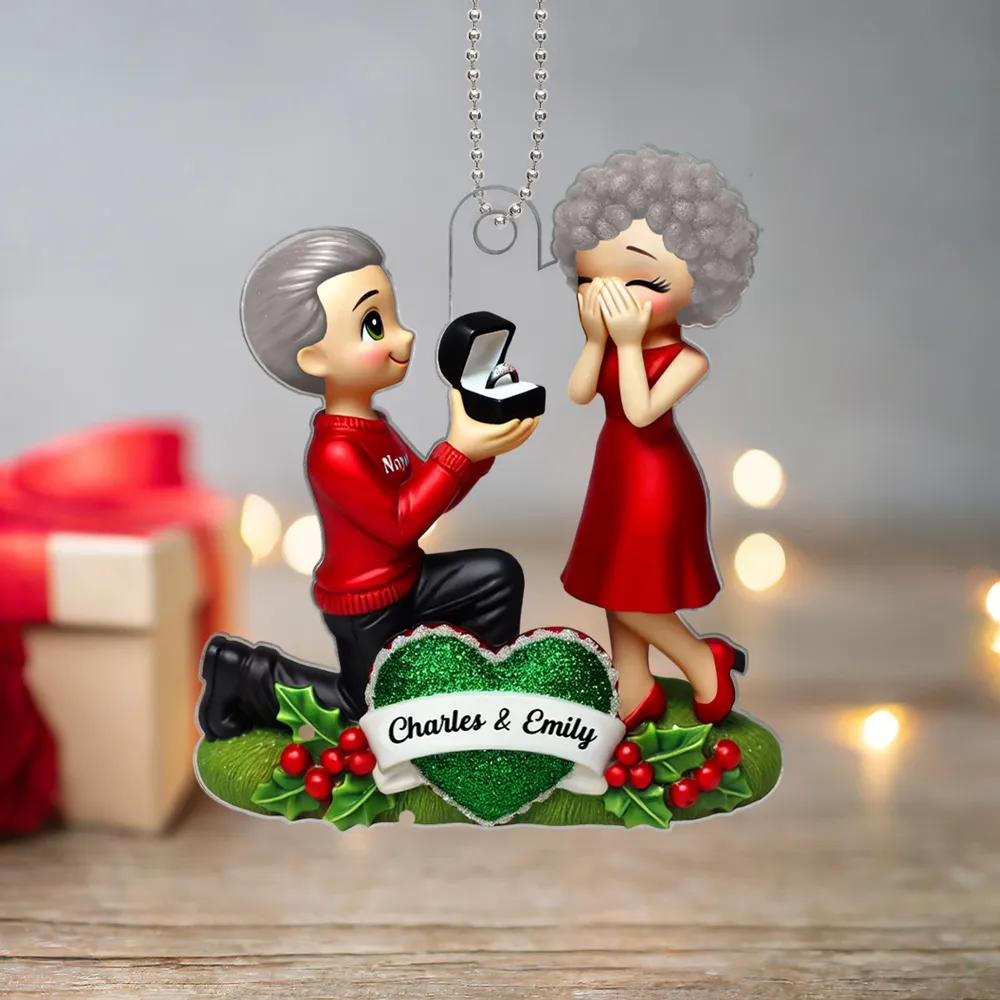 Engagement Proposal Ornament – Personalized Acrylic Ornament,  Custom Couple Keepsake - Image 3