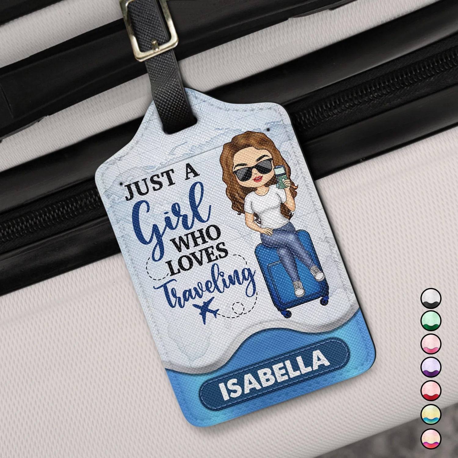 Custom Leather Luggage Tag - Perfect Gift for Travel Lovers, Personalized with Name - Image 2