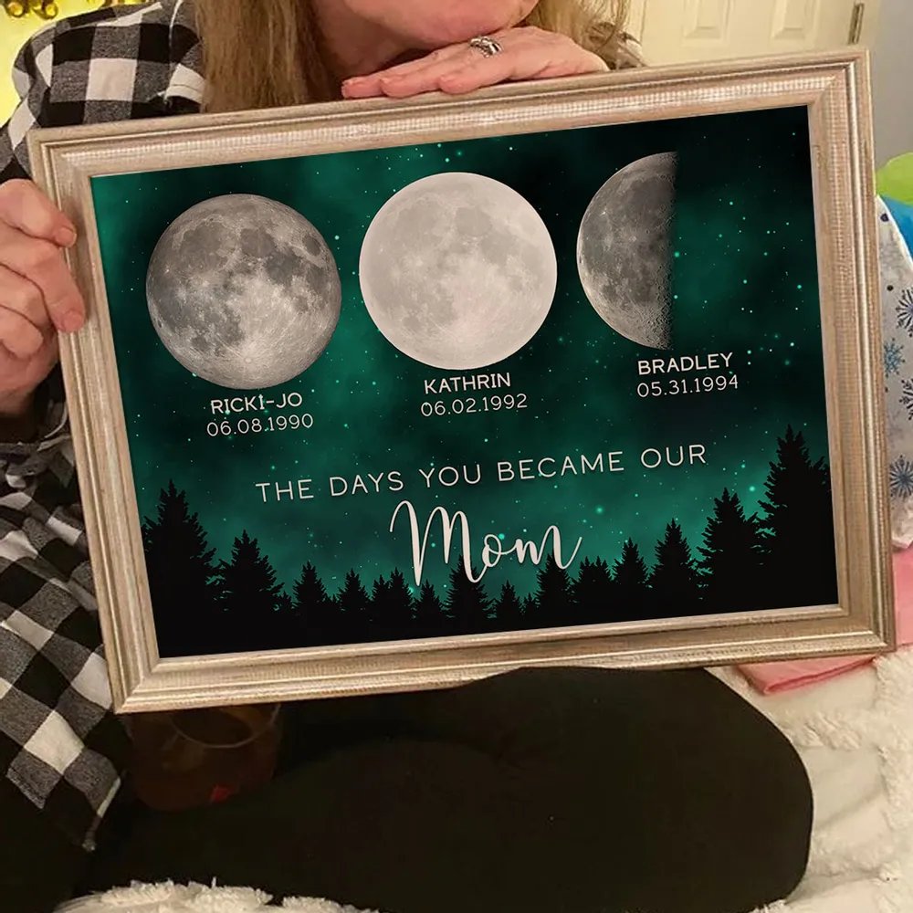 Galaxy Night The Days You Became Our Mom Birthday Moon Phase Personalized Poster, A Heartfelt Gift for Mom’s Birthday, or Just Because - Image 5