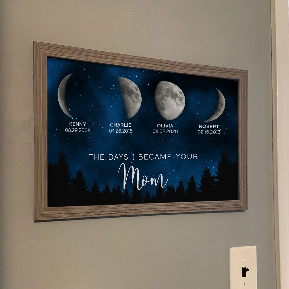 Galaxy Night The Days You Became Our Mom Birthday Moon Phase Personalized Poster, A Heartfelt Gift for Mom’s Birthday, or Just Because - Image 7