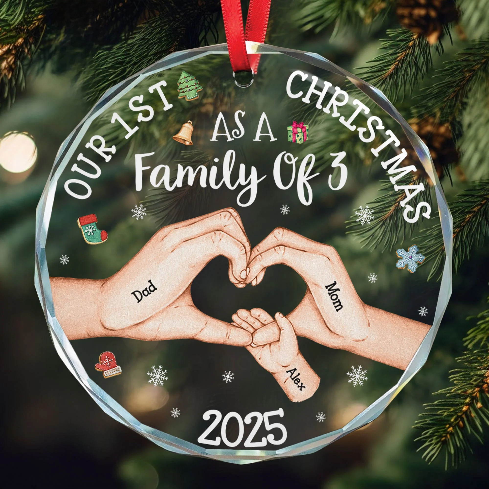 Custom Crystal Ornament - First Christmas Family Gift - Image 2