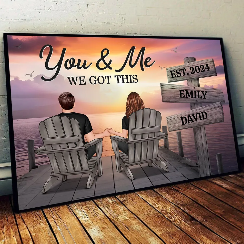 Seaside Poster Romantic Couple Back View Clear and Sturdy Love Memory Wall Décor Gift - Image 2