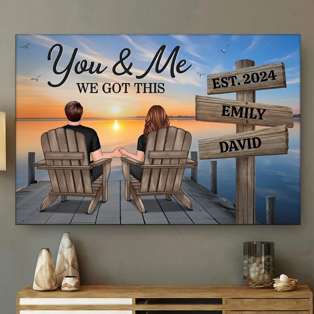 Seaside Poster Romantic Couple Back View Clear and Sturdy Love Memory Wall Décor Gift - Image 5