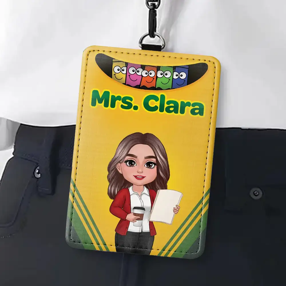 Personalized Teacher Leather ID Badge Holder, Durable and Meaningful Appreciation Gift