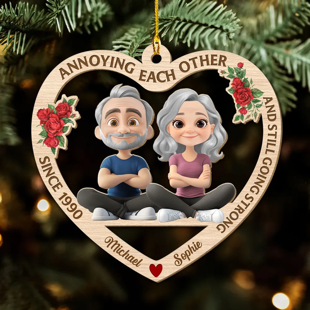 Wooden Heart Ornament – “ANNOYING EACH OTHER AND STILL GOING STRONG”, Since Year, Personalized for Spouse - Image 2