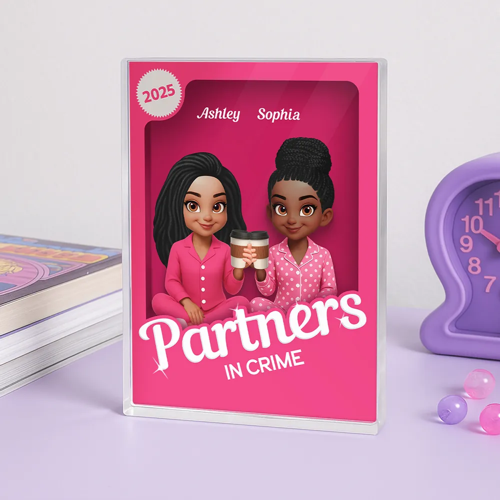 Pink Besties Forever Rectangle Acrylic Block – Cozy Bedroom Vibe, Gift for Yourself or Sisters - Image 3