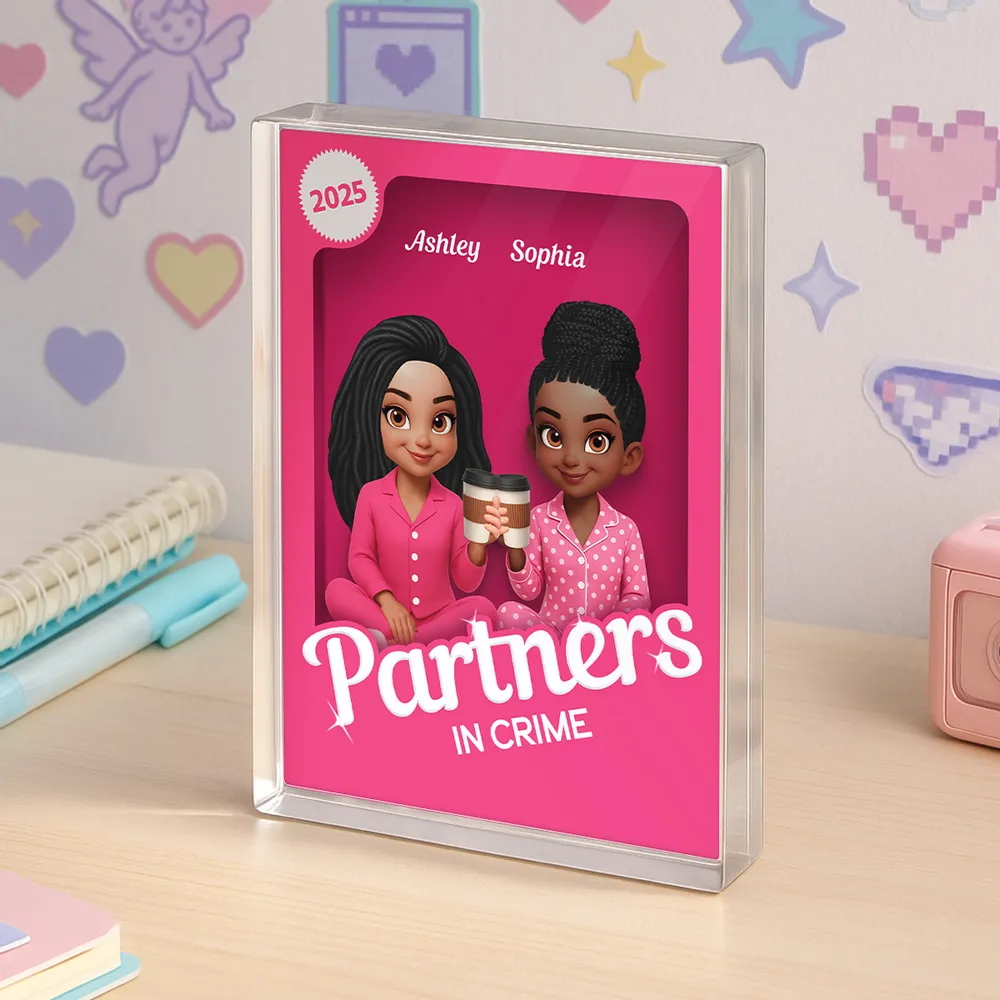 Pink Besties Forever Rectangle Acrylic Block – Cozy Bedroom Vibe, Gift for Yourself or Sisters - Image 4