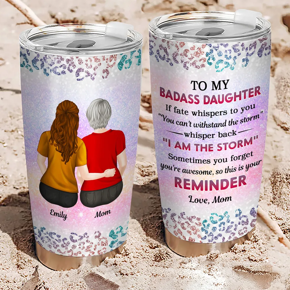 Insulated Travel Tumbler Mother and Daughter Design High Clarity Sentimental Gift Choice - Image 3