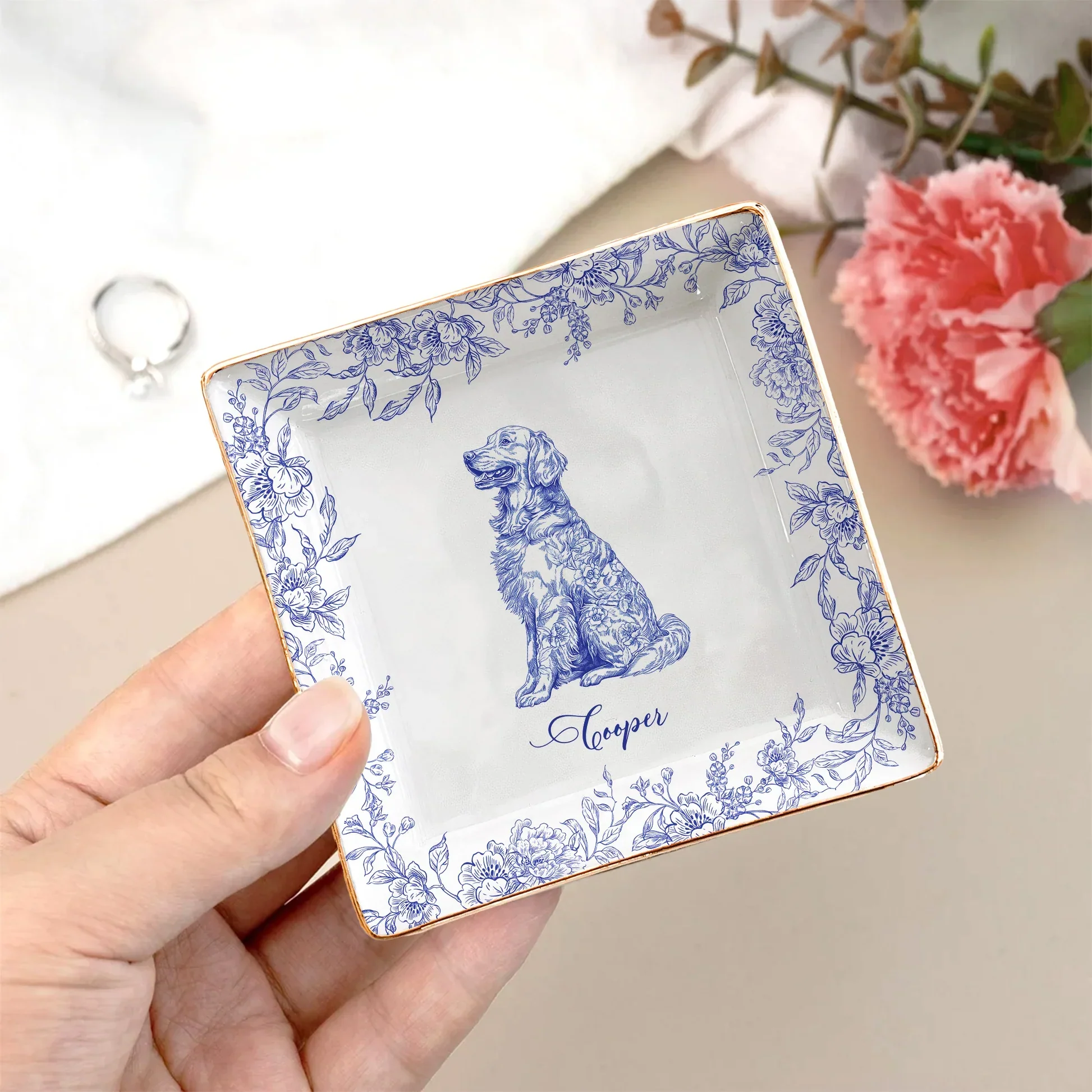 Personalized Dog Design Jewelry Dish, Gift for Dog Lovers, Custom Name & Design - Image 4