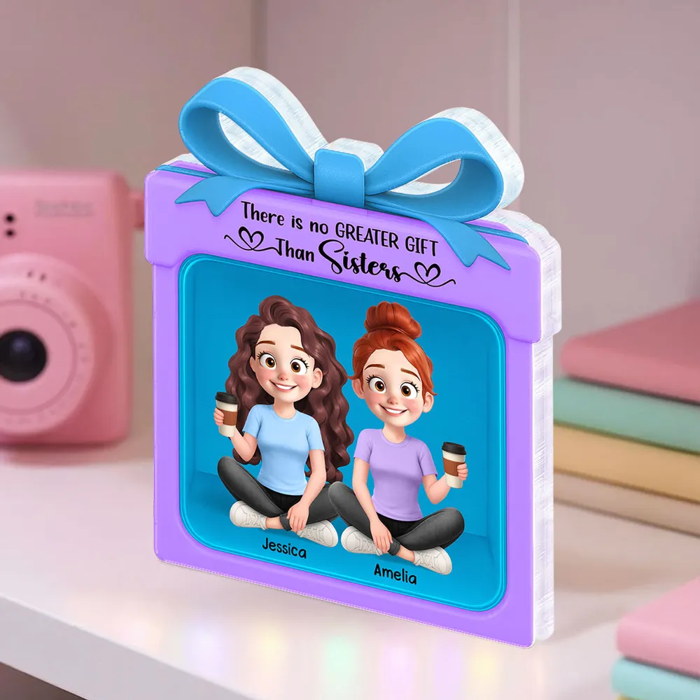 Acrylic Block Plaque in Gift Box Shape with Besties Theme, Heartwarming Design, Ideal Friendship Gift for Her - Image 6