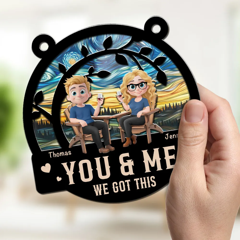 Wood and Acrylic Layered Ornament – “You & Me We Got This” Personalized Couple Ornament - Image 2