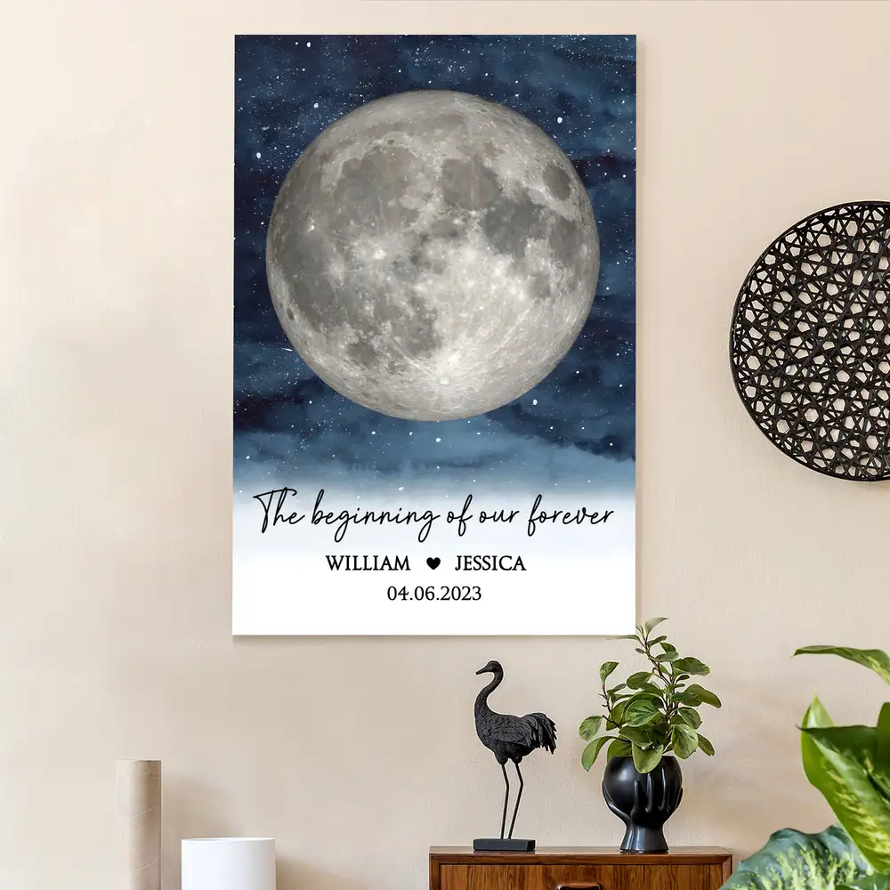 Personalized Moon Poster for Couples, Capture the Start of Your Love Story