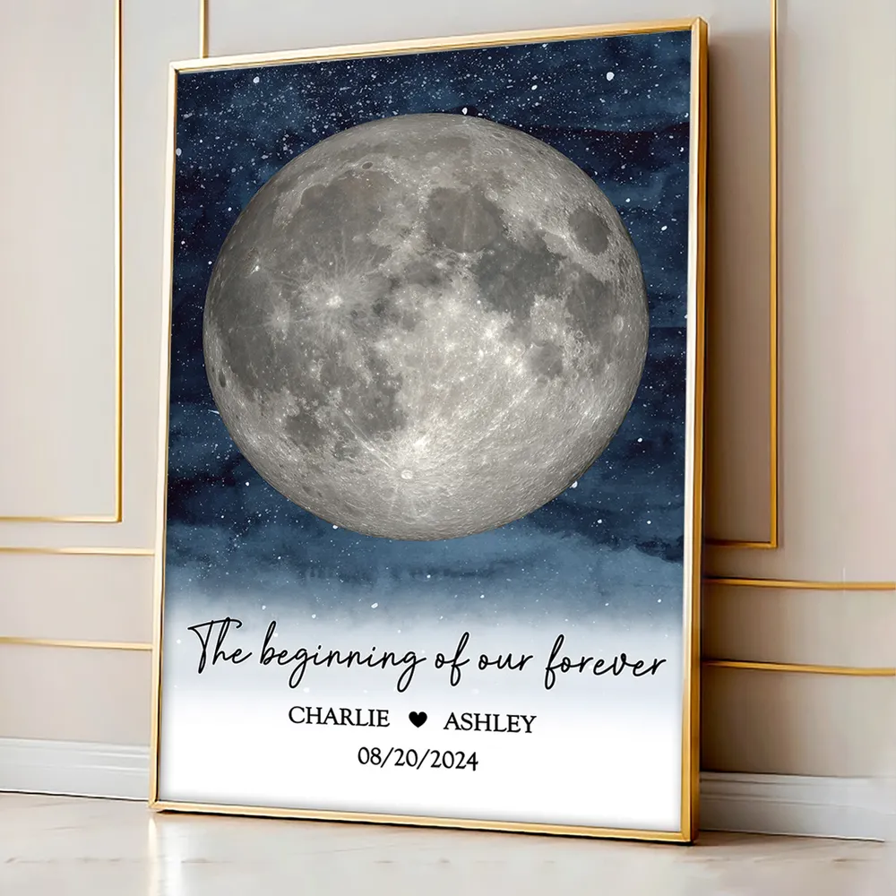 Personalized Moon Poster for Couples, Capture the Start of Your Love Story - Image 3