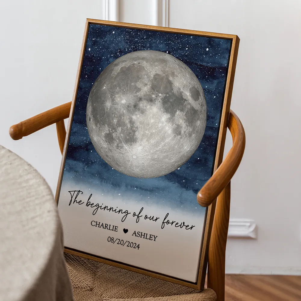 Personalized Moon Poster for Couples, Capture the Start of Your Love Story - Image 4