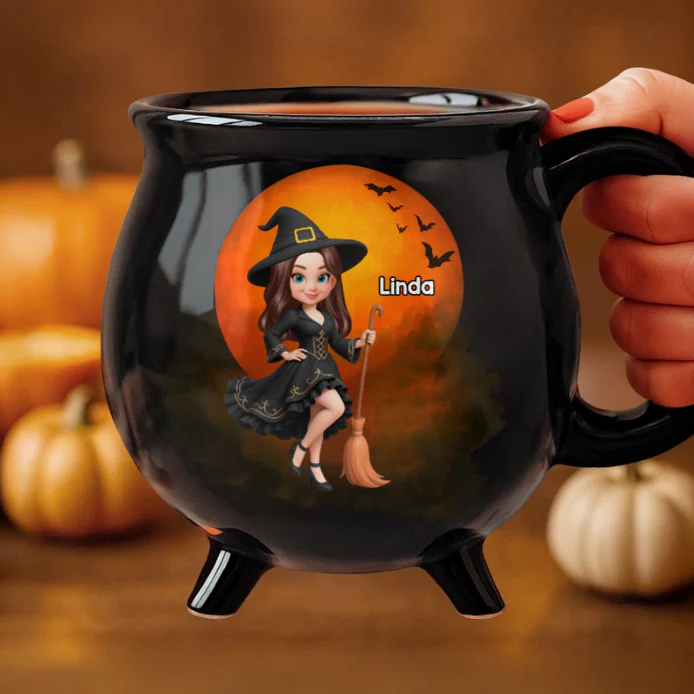 Witch Cauldron Ceramic Mug, Personalized Halloween Gift, Creative Surprise for Sisters & Best Friends - Image 4