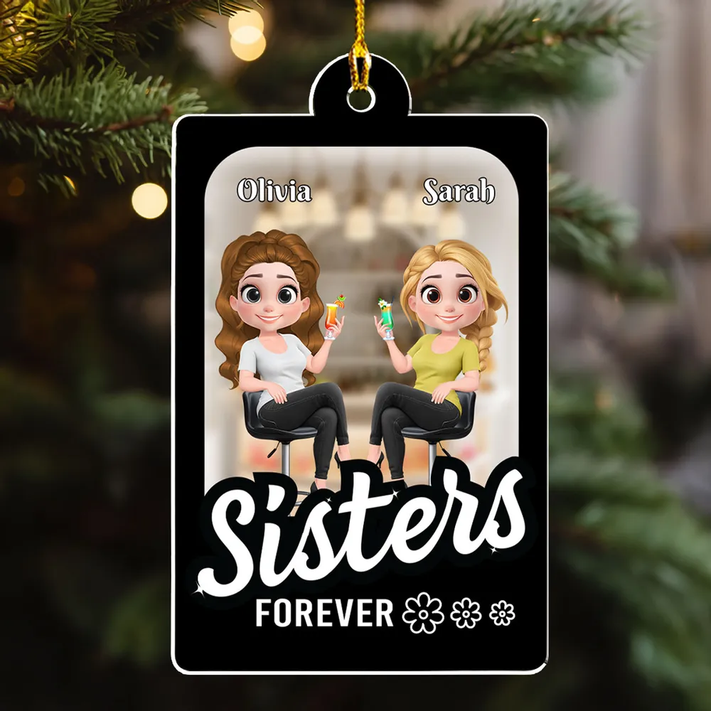 “Partners in Crime” Best Friend Gift - Personalized Acrylic Ornament for Sisters - Image 3