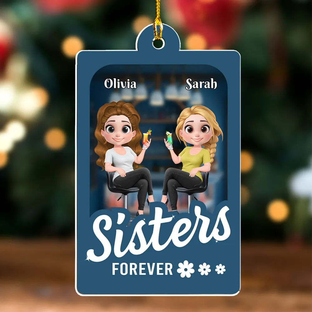 “Partners in Crime” Best Friend Gift - Personalized Acrylic Ornament for Sisters - Image 4