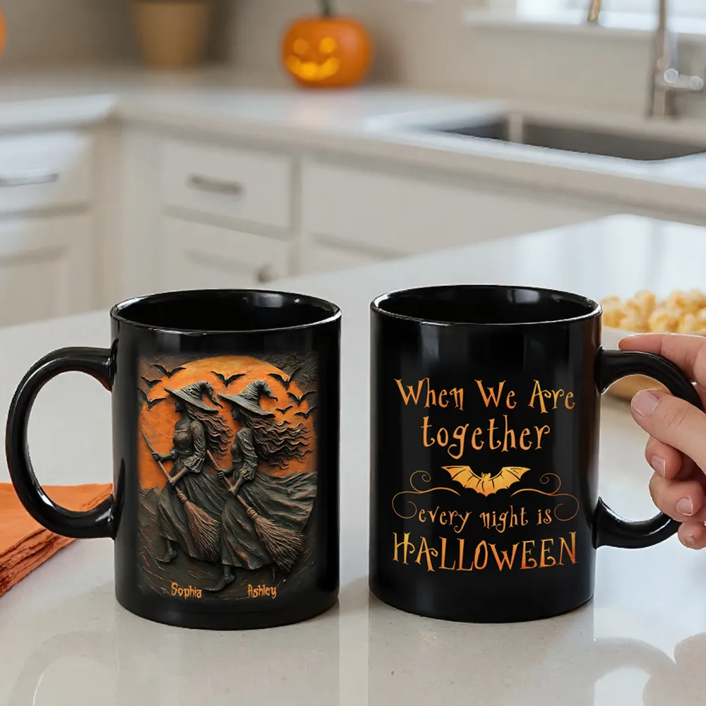 Custom Halloween Mug with Twin Witches & Spooky Night Design - Image 3