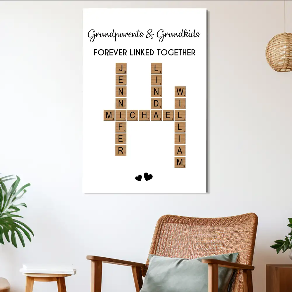 Personalized Crystal Ornament - “Forever Linked Together” Family Name Puzzle, Heartfelt Gift for Grandparents - Image 3