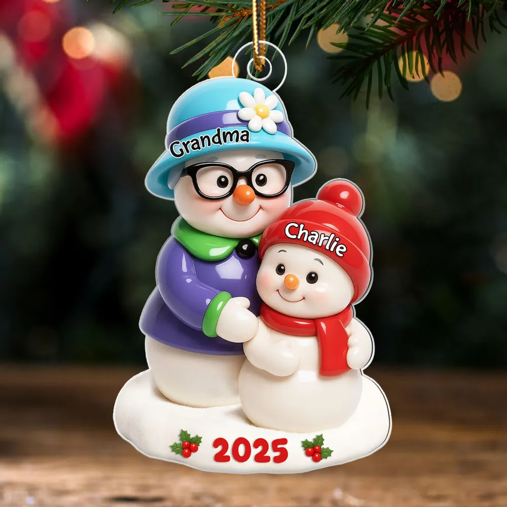 Heartwarming Grandma and Grandkid Acrylic Ornament, Christmas Tree Decoration with Personal Touch - Image 2