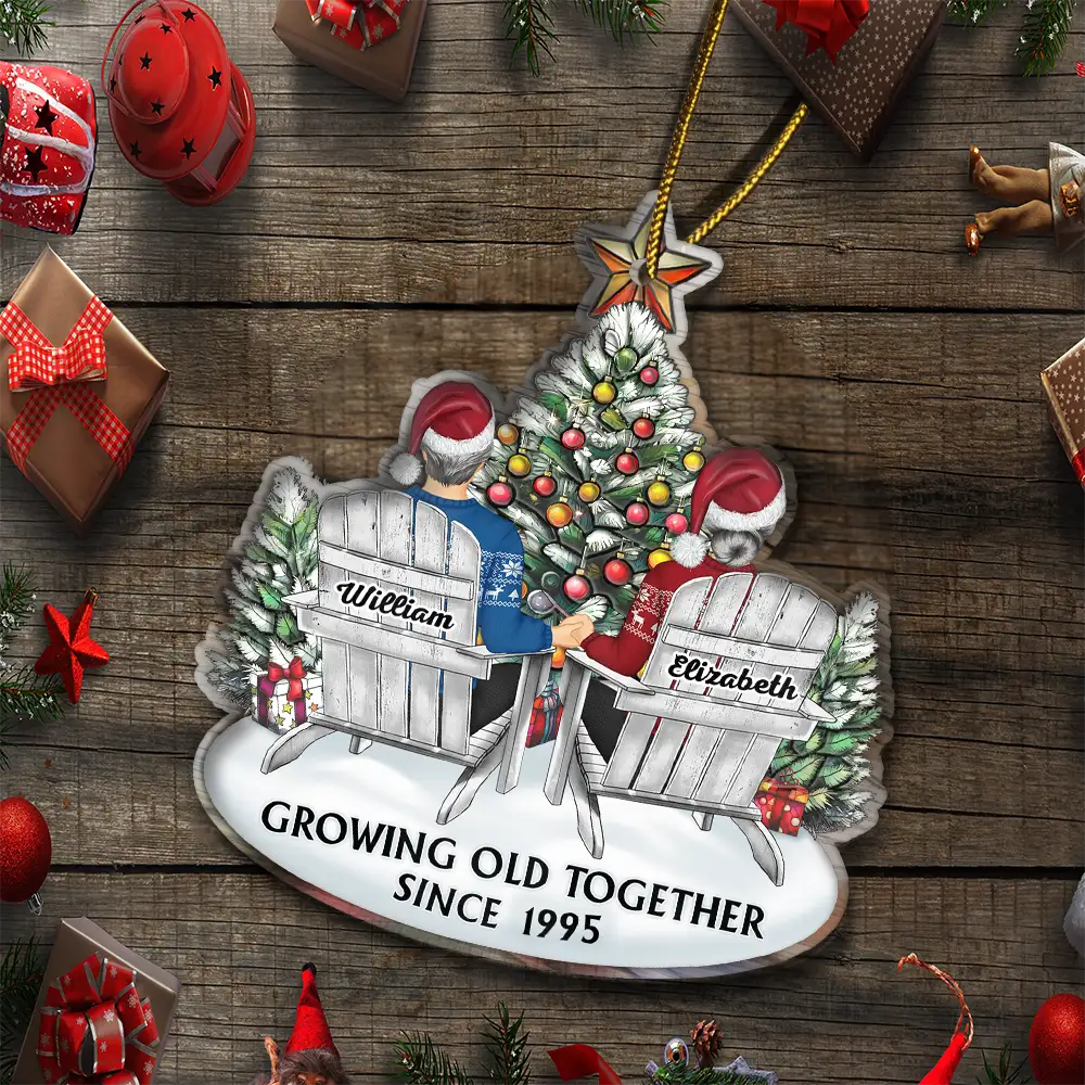 Personalized Acrylic Ornament of Couple Holding Hands under Christmas Tree, Timeless Holiday Gift of Love - Image 6