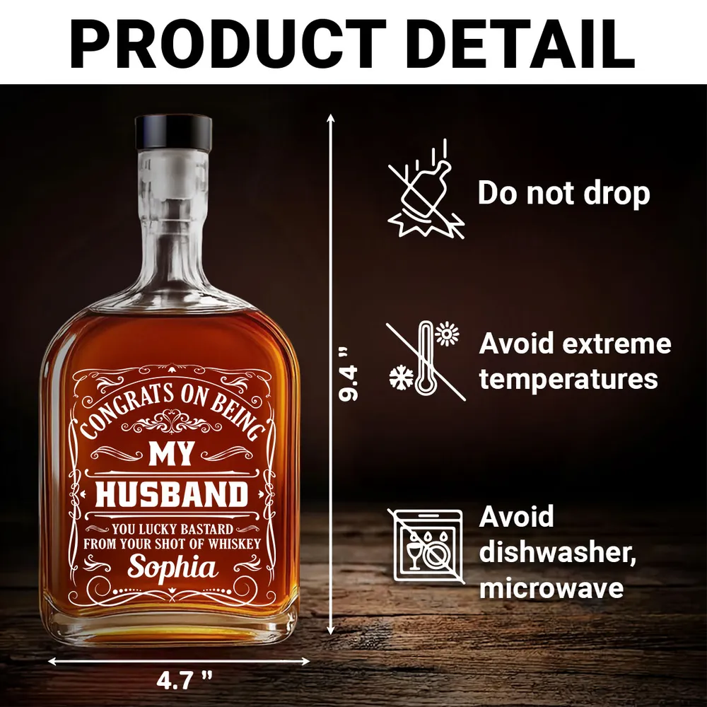 Whiskey Glass Spirits Decanter with Funny Engraved Design, Unique Gift for Husband - Image 7