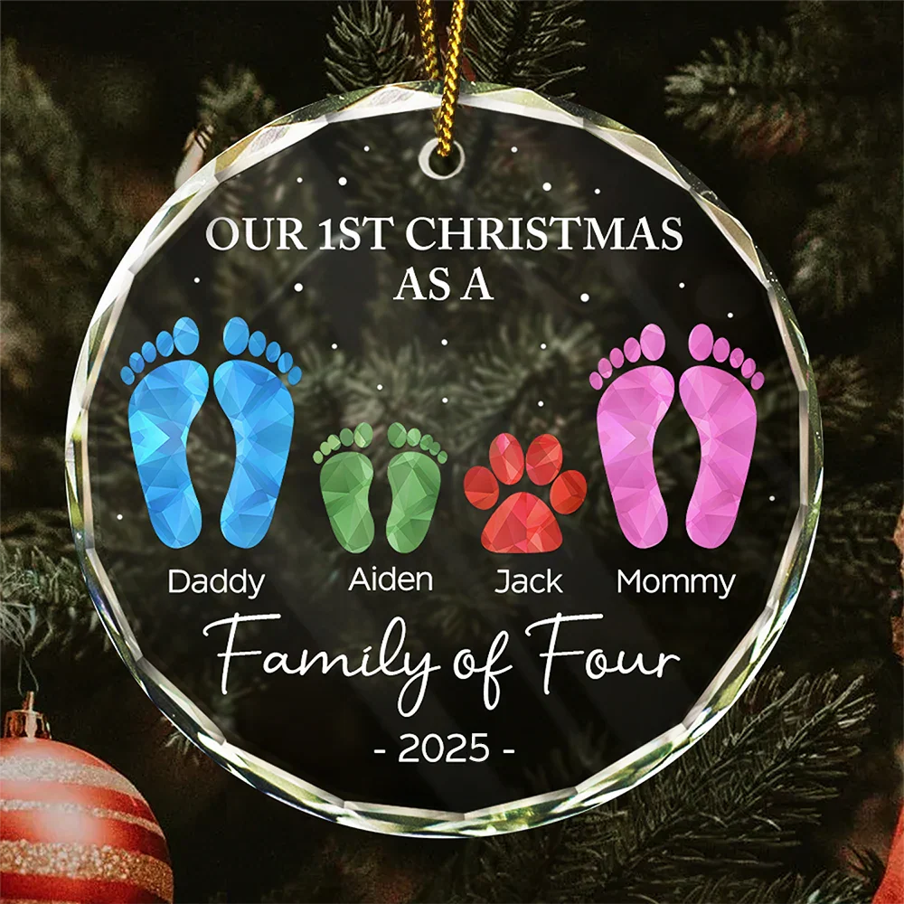 Crystal Ornament with Clear Shine for Christmas Tree, Capturing Warm Family Moments in Festive Glow - Image 2