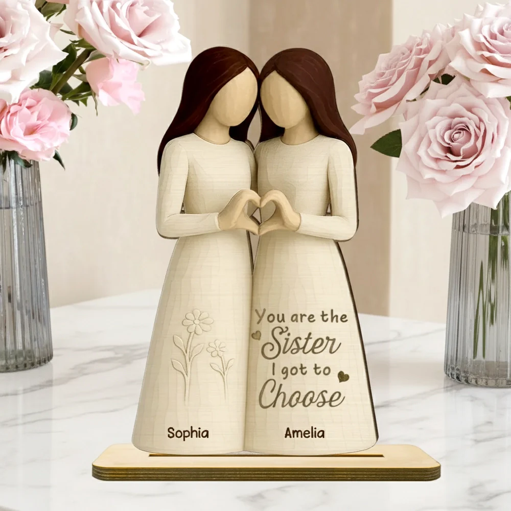 Besties Heart Hands Personalized Standing Wooden Plaque, Birthday Gift Friendship Gift for Besties, Best Friends