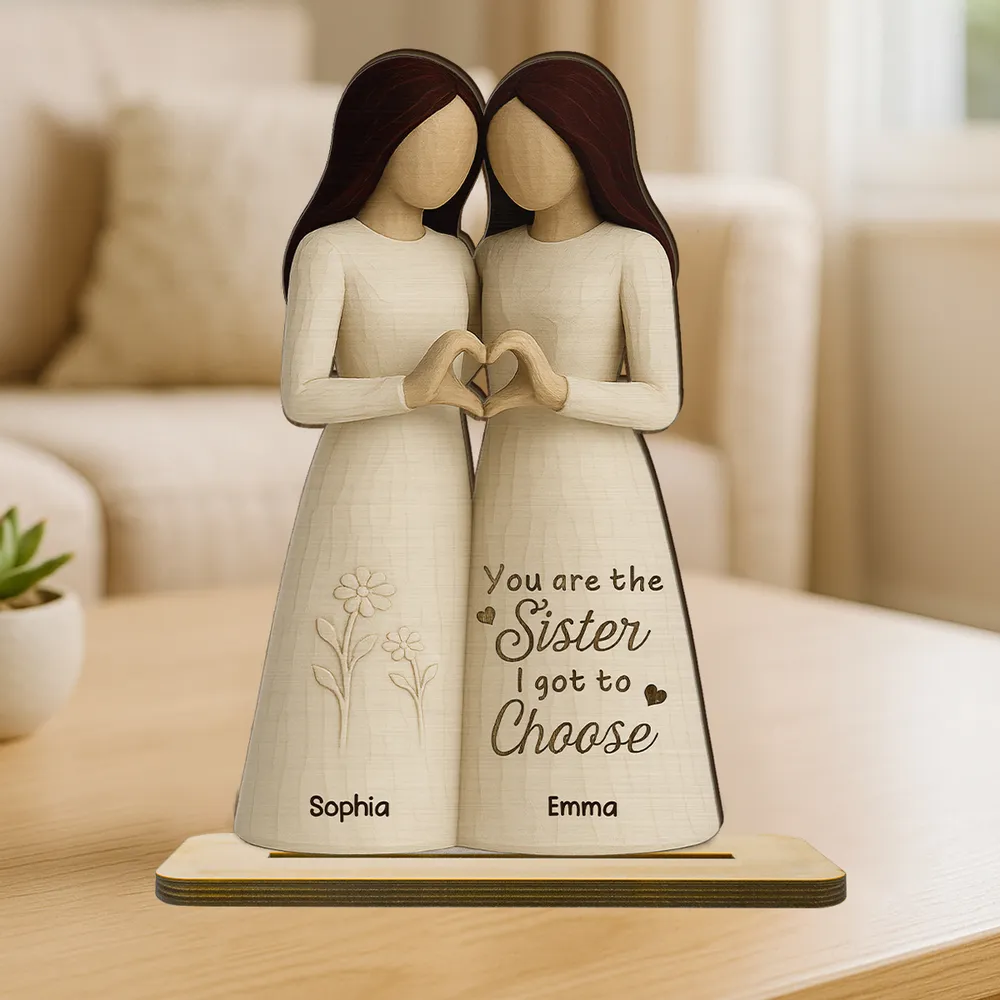 Besties Heart Hands Personalized Standing Wooden Plaque, Birthday Gift Friendship Gift for Besties, Best Friends - Image 2