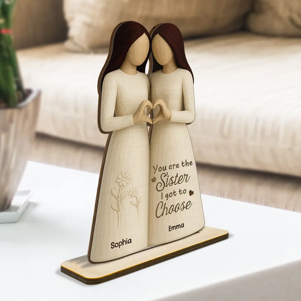 Besties Heart Hands Personalized Standing Wooden Plaque, Birthday Gift Friendship Gift for Besties, Best Friends - Image 3