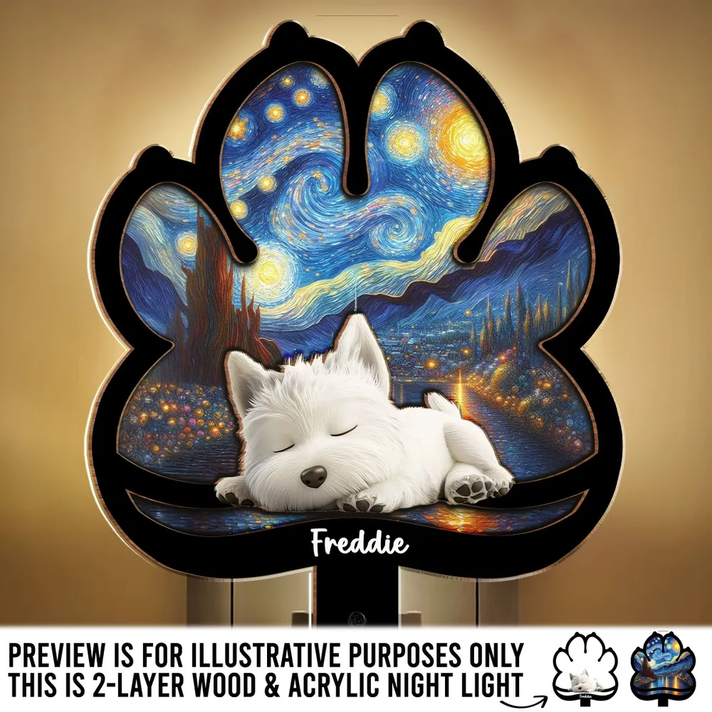 Starry Night Dog Acrylic and Wood Night Light, Cozy Pet-Inspired Design for Bedroom Ambience - Image 6