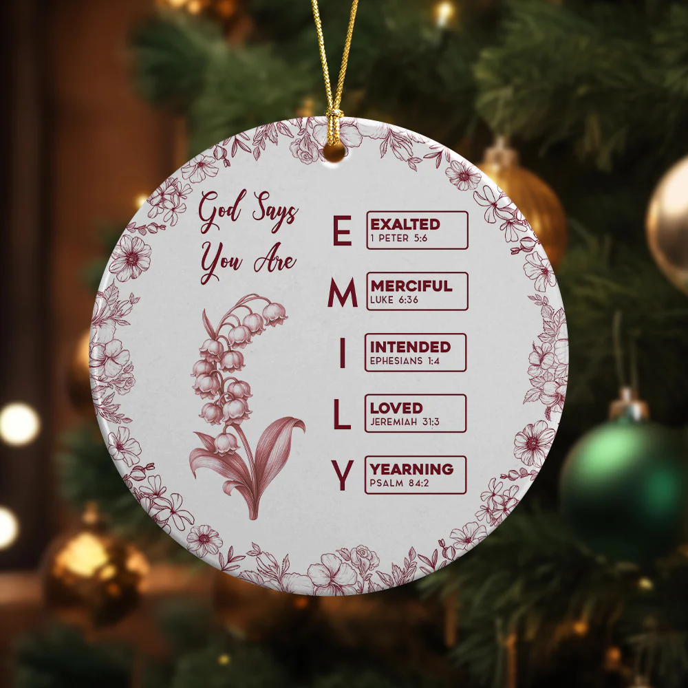 Ceramic Ornament with Bible Verses, Christian Christmas Tree Decoration Filled with Blessings - Image 2