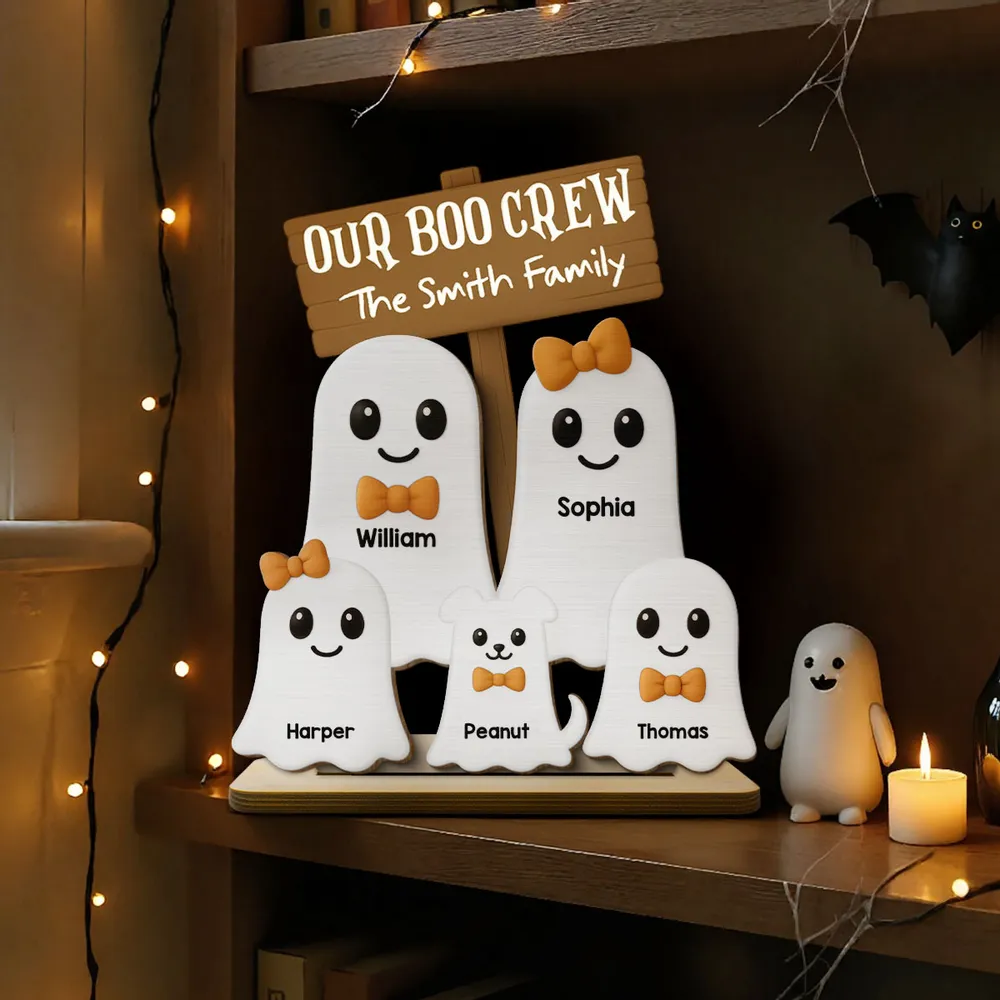 Custom Halloween 2-Layer Wooden Plaque with Ghost Figures - Image 3