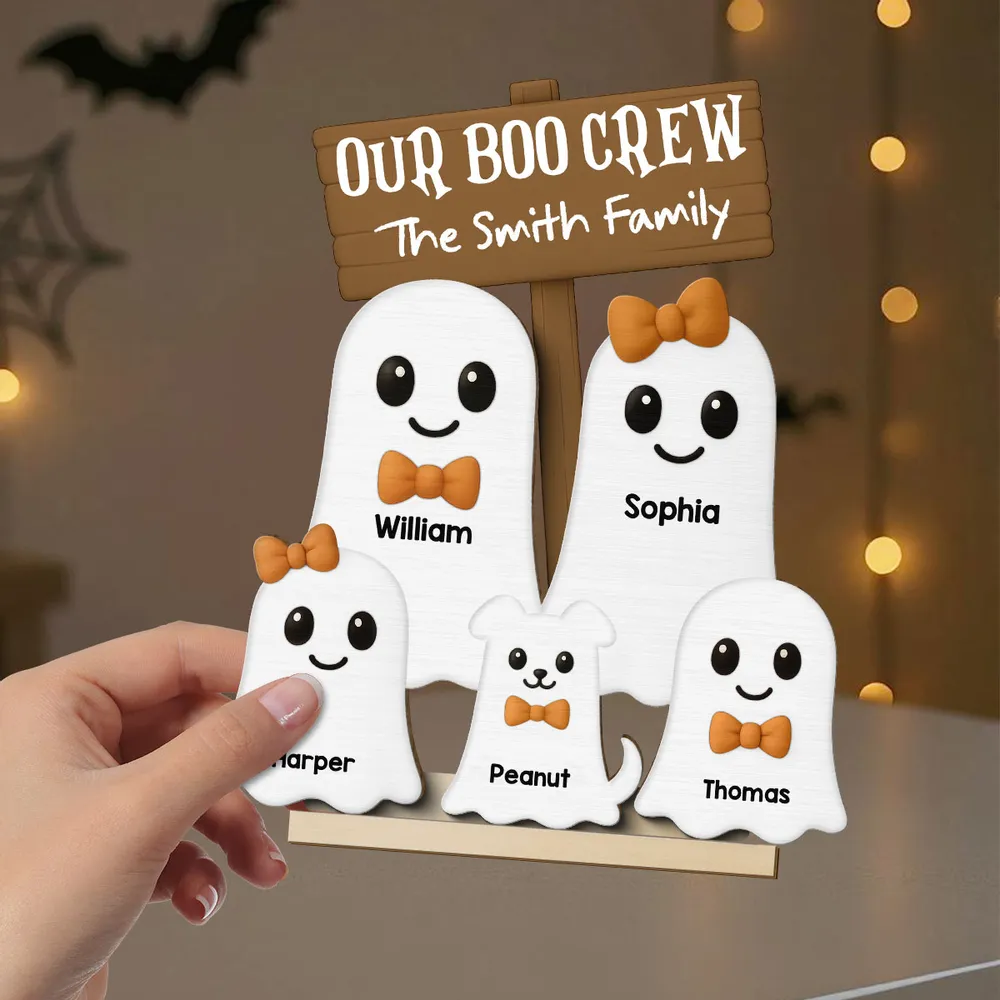 Custom Halloween 2-Layer Wooden Plaque with Ghost Figures - Image 5