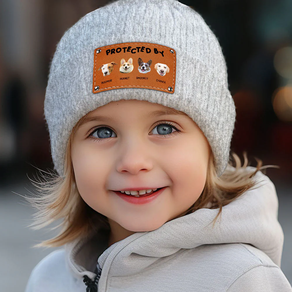 Leather Patch Beanie Hat with Funny Dog Prints, Cozy Gift - Image 6