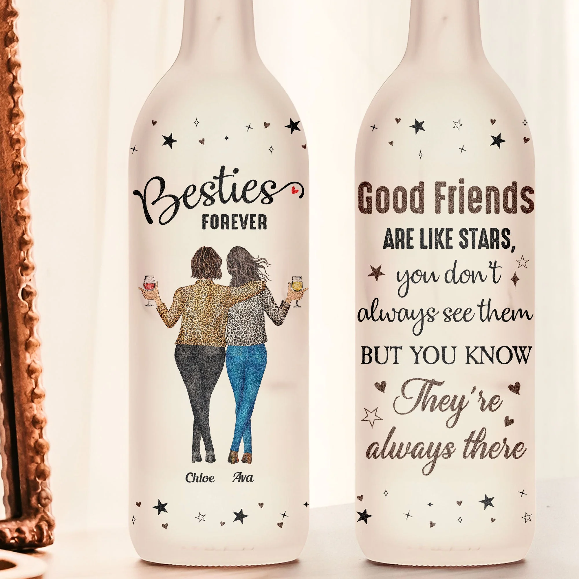 Friendship Bottle Lamp with Clear Print and Twinkling Light Design, Warm Decorative Accent, Gift-Ready for Best Friends and Loved Ones - Image 3