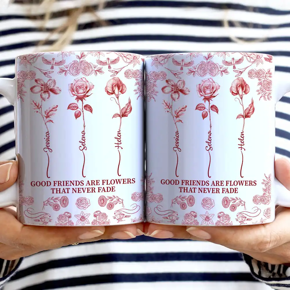 Friendship White Ceramic Mug with Clear Print and Floral Details, Simple Everyday Style, Gift-Ready for Loved Ones - Image 3